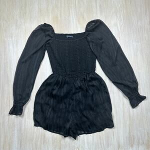 Abercrombie & Fitch Black Square Neck Long Sleeve Party Date Night Romper XS